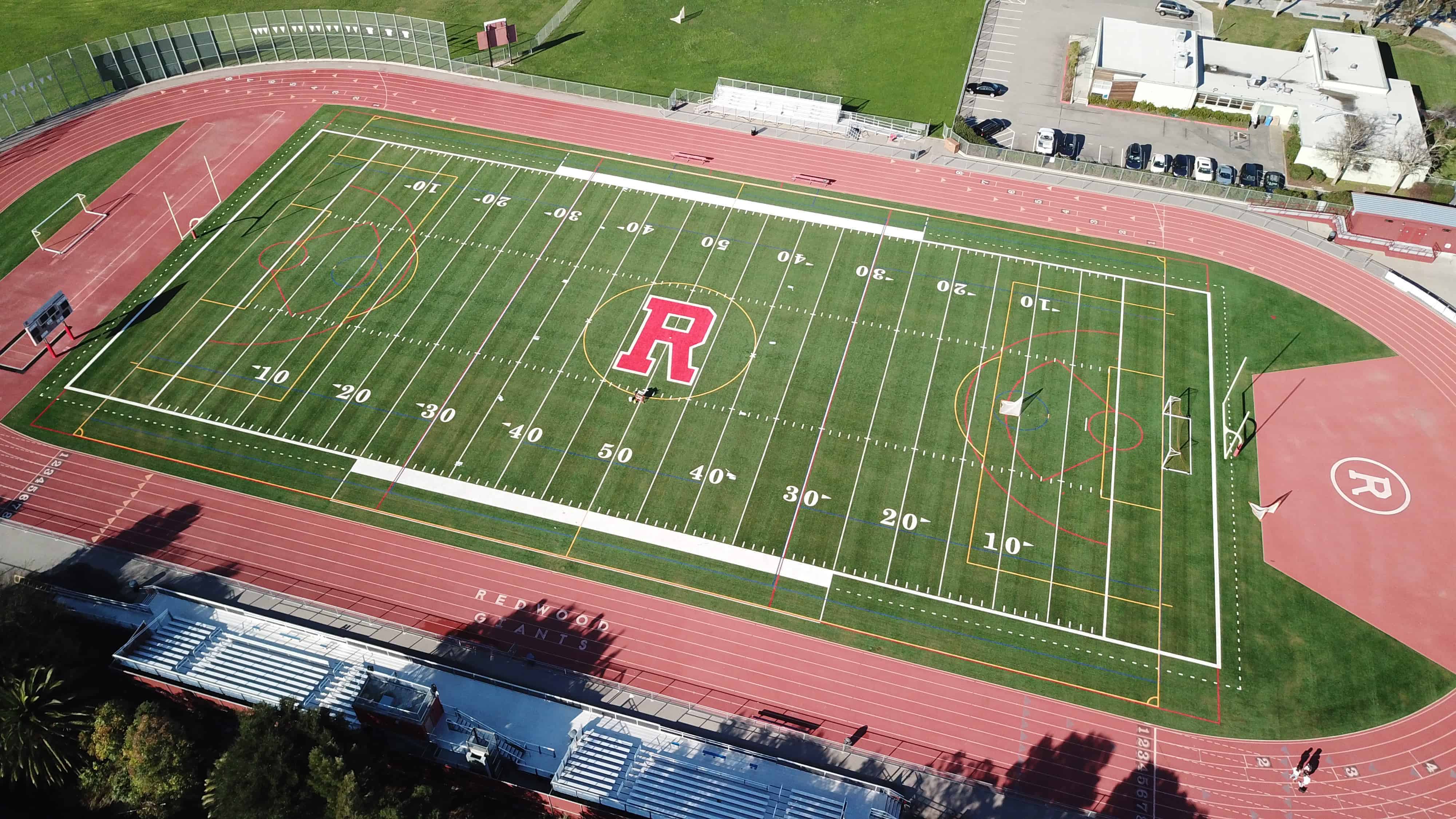 Redwood High School Brock USA shock pads for artificial turf